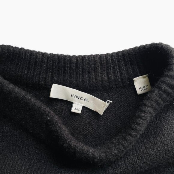 Vince Drop Shoulder Mock Neck Cashmere Sweater Black XXS - Picture 5 of 8
